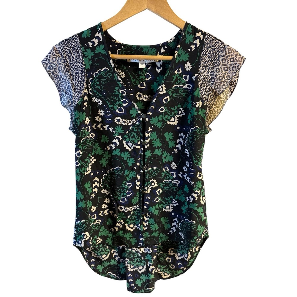 Veronica Beard‎ Silk Floral Printed Boho Top Size 2